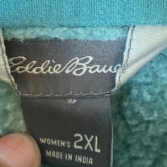 Eddie Bauer Womens Sweatshirt Green Radiator Fleece Snap Mock Neck 2XL - Picture 6 of 12